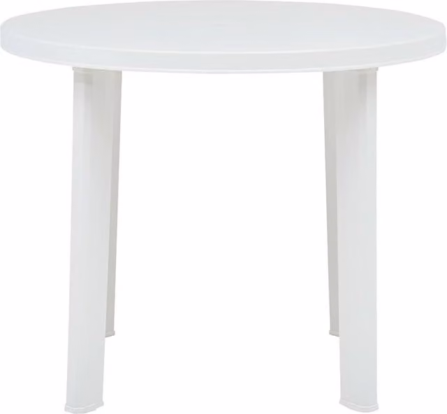 Berkfield Home Round White Plastic Garden Table, Diameter: 89 cm