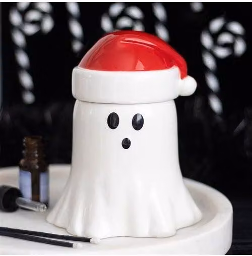 KDMD Ghost with Santa Hat Ceramic Oil Burner and Wax Warmer, White – 1