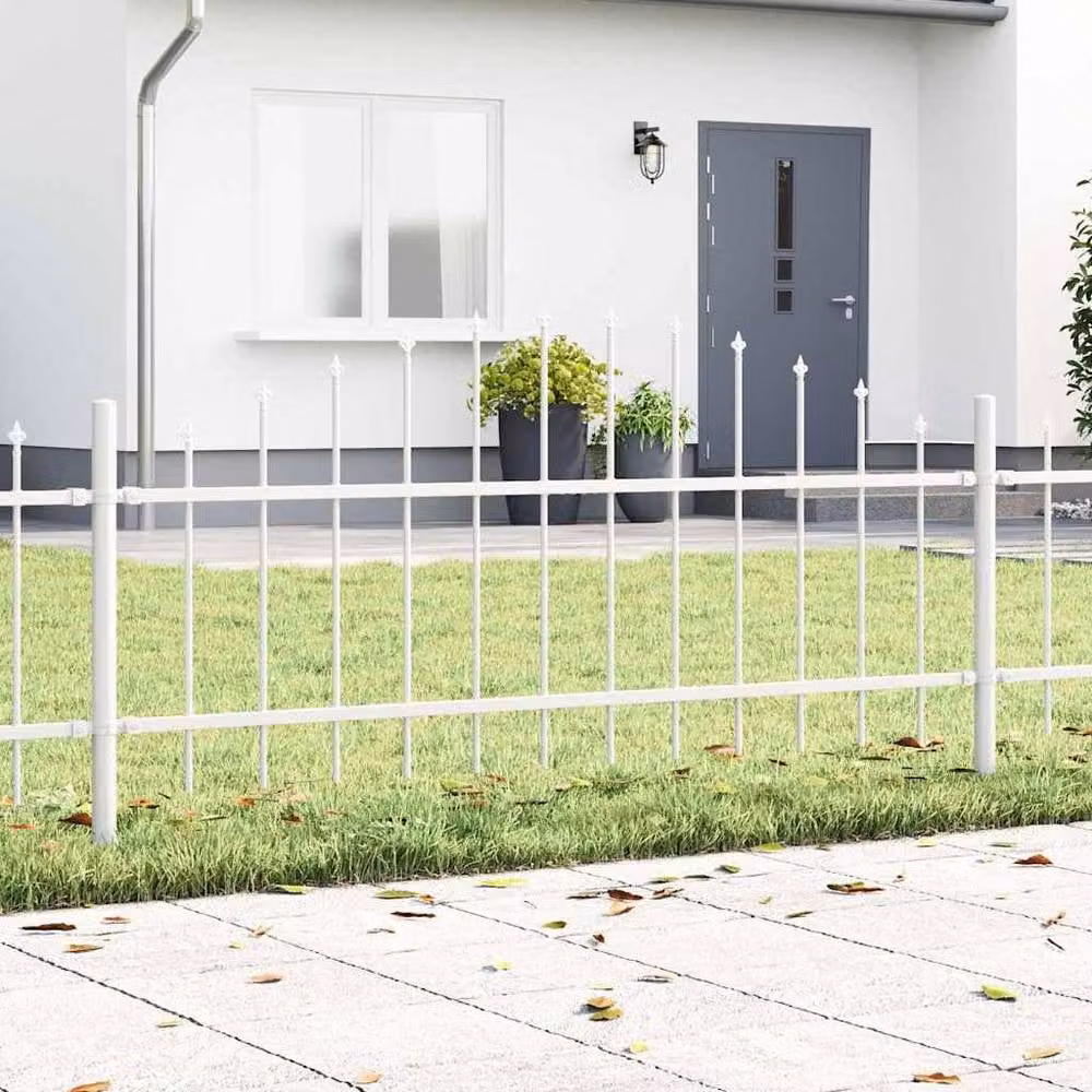 Berkfield Home White Steel Hoop Top Garden Fence, H: 170 cm x W: 75 cm x D: 75 cm – 1