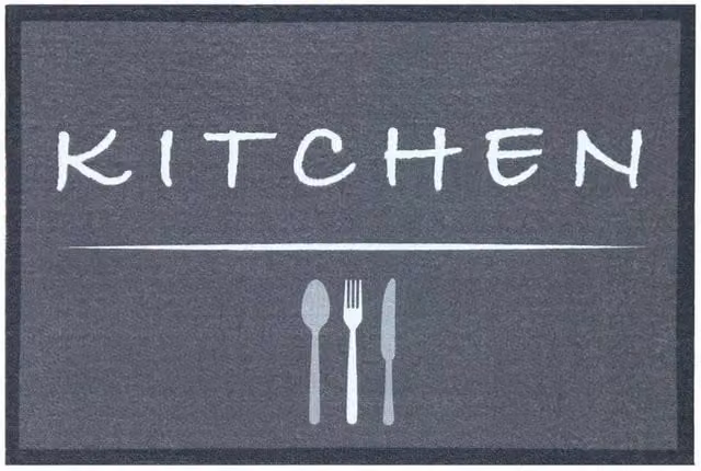 The Rug Shop UK Grey Modern Graphic Washable Rectangular Mat W: 50 cm, L: 150 cm