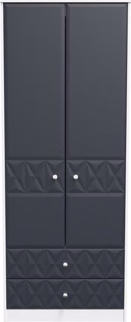 2 U Toledo Ready Assembled 2 Door 2 Drawer Wardrobe in Dark Blue