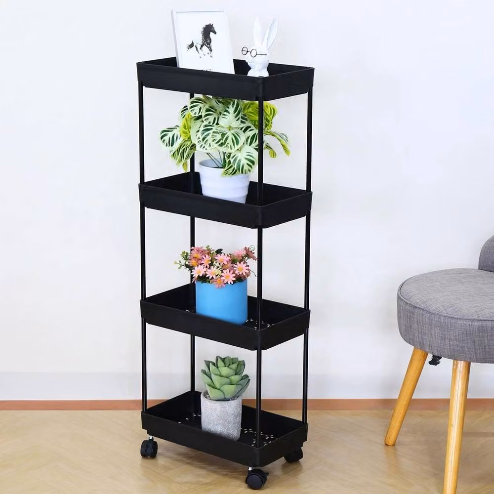 SPETLEK 4 Tier Slim Slide Out Kitchen Trolley Rack in Black – 3