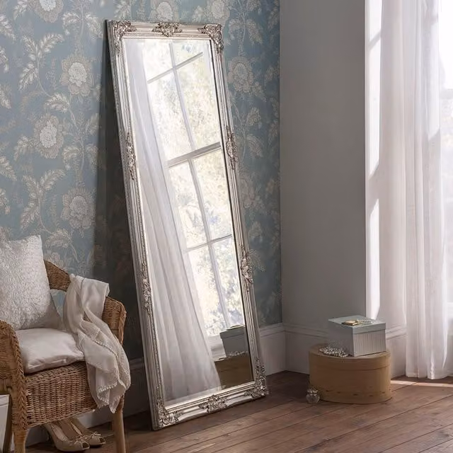 Yearn Decorative Silver Full Length Rectangular Hanging Mirror, W: 74 cm, H: 163 cm