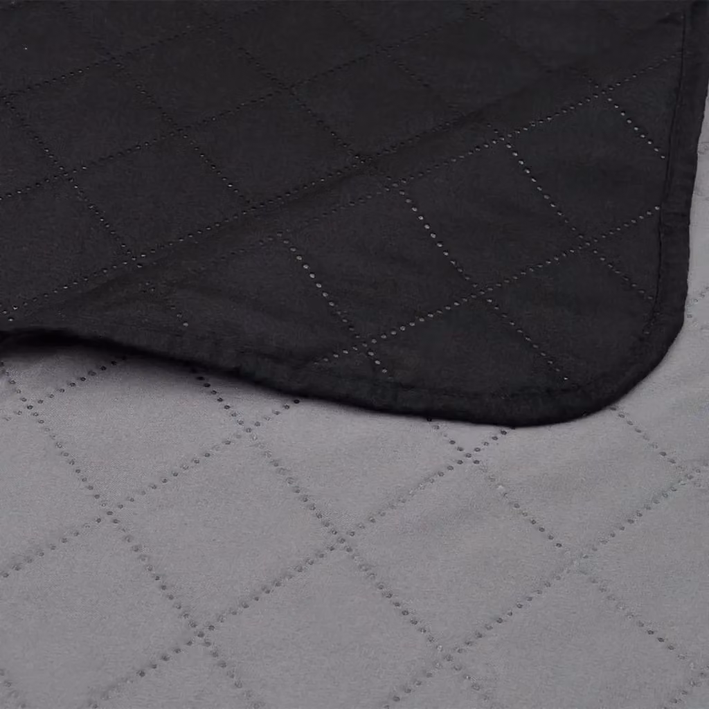 Berkfield Home Reversible Quilted Microfibre Bedspread in Black and Grey, W: 230 cm, D: 260 cm – 4