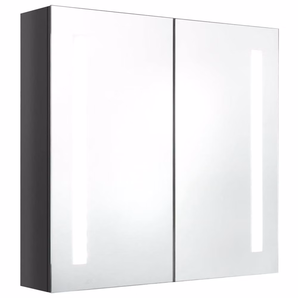 Berkfield Home LED Bathroom Mirror Cabinet in Glossy Grey, W/D/H: 62 x 14 x 60 cm – 2