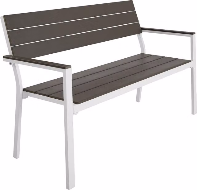tectake 2-Seater Modern Garden Bench with Aluminium and WPC Frame in Grey and White