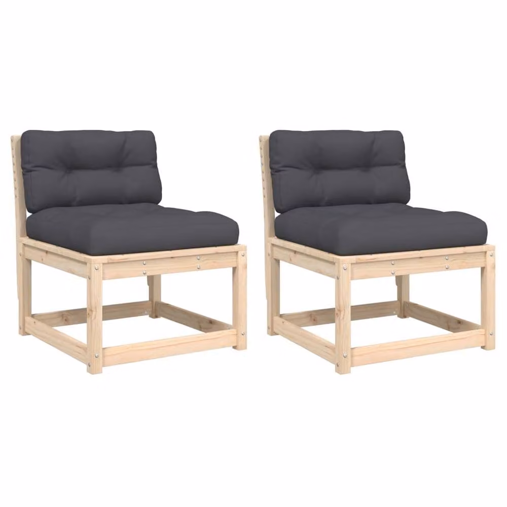 Berkfield Home 2-Piece Garden Sofa Set with Fabric Cushions in Light Tan and Solid Pine Wood – 3