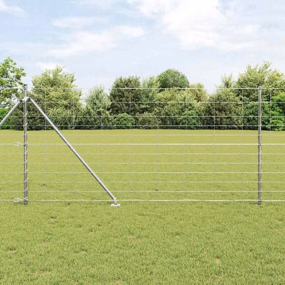 Berkfield Home Field Fence Galvanised Steel in Silver, H: 120 cm, L: 25 m – 2