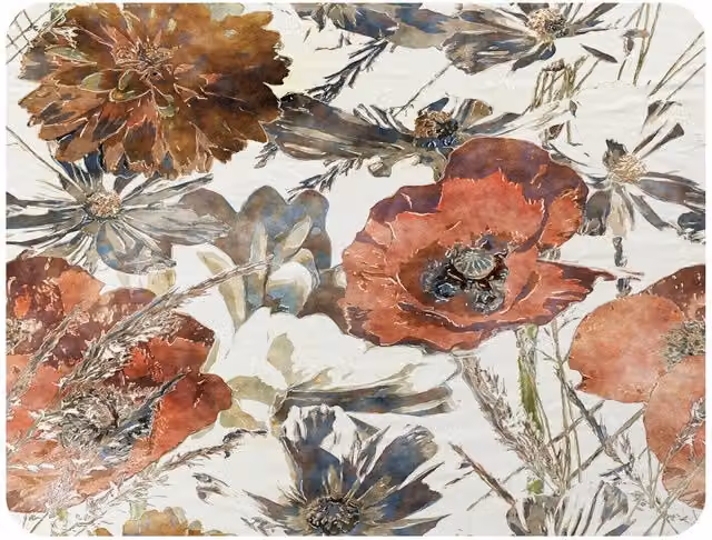 Benjamin Tate Design Watercolour Floral Fleece Blanket in Red, Beige and Multicolour, W/D/H: 120 x 150 cm – 2