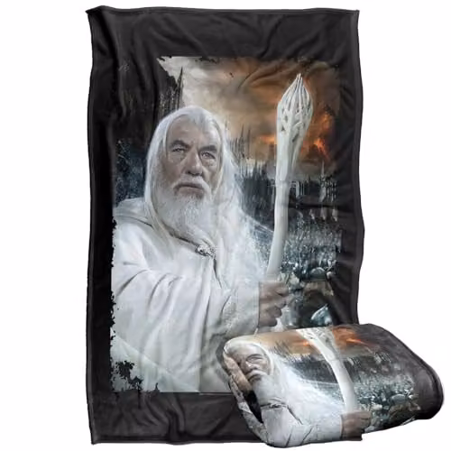 Warner Bros. The Lord Of The Rings Gandalf The White Super Soft Fleece Throw Blanket, W/D/H: 91 x 147 cm, White/Multicolour – 1