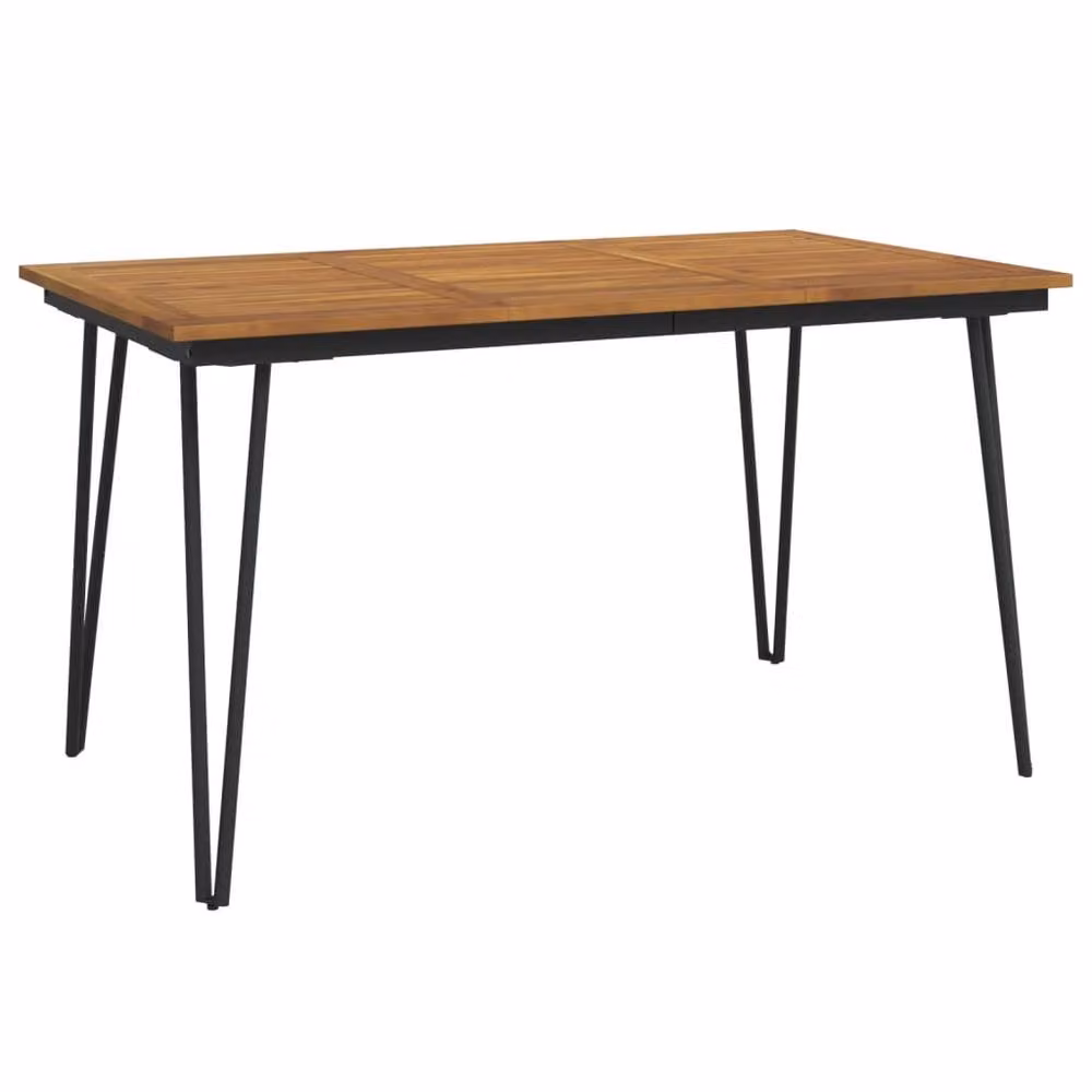 Berkfield Home Garden Table with Hairpin Legs in Brown Solid Acacia Wood, W/D/H: 140 x 80 x 75 cm – 2