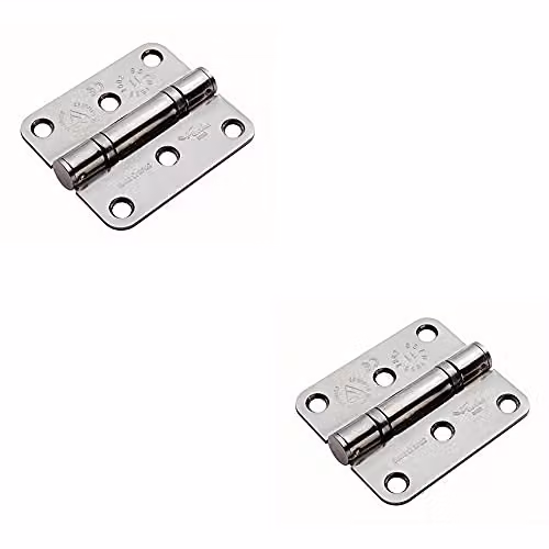 Loops 2 Pack Bright Stainless Steel Ball Bearing Butt Hinges, W/D/H: 76 x 67 x 2.5 mm