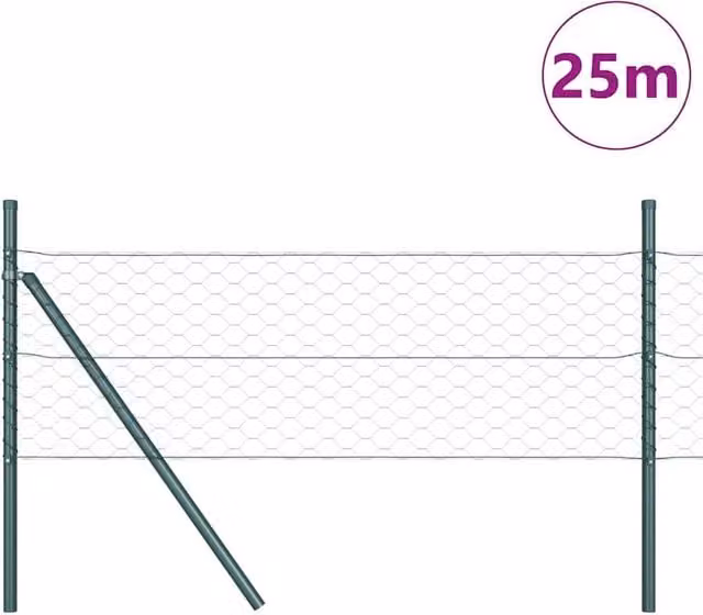 Berkfield Home Green Steel Hexagon Fence, 0.8 x 25 m