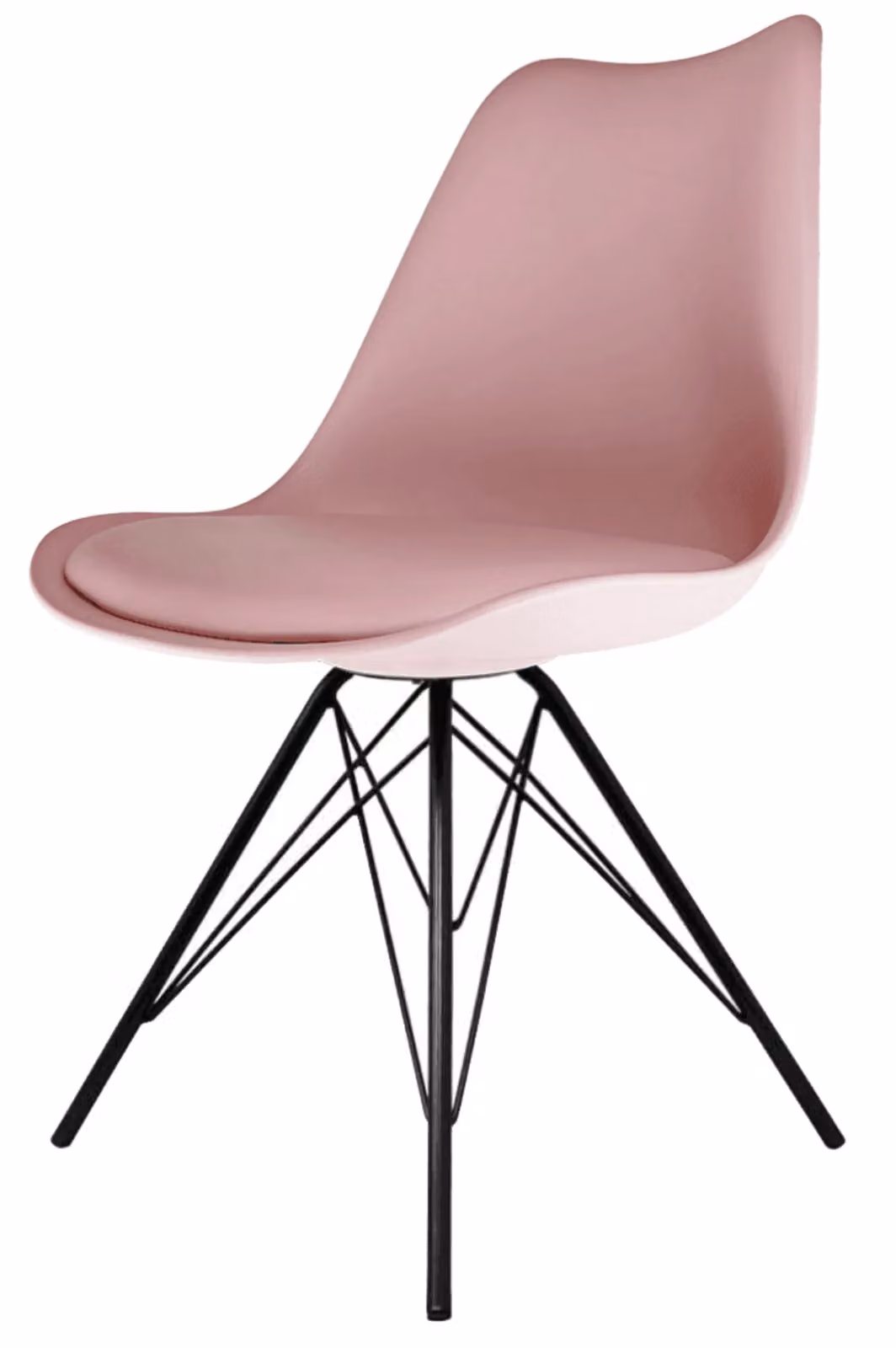 Fusion Living Soho Plastic Dining Chair with Black Metal Legs in Dusty Pink – 2