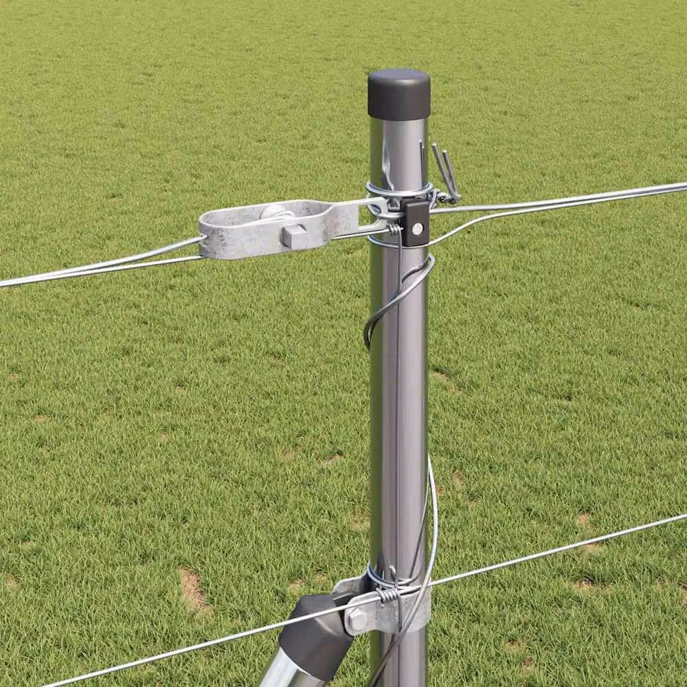 Berkfield Home Modern Field Fence, Galvanised Steel, Silver, H: 140 cm x W: 25 m – 3