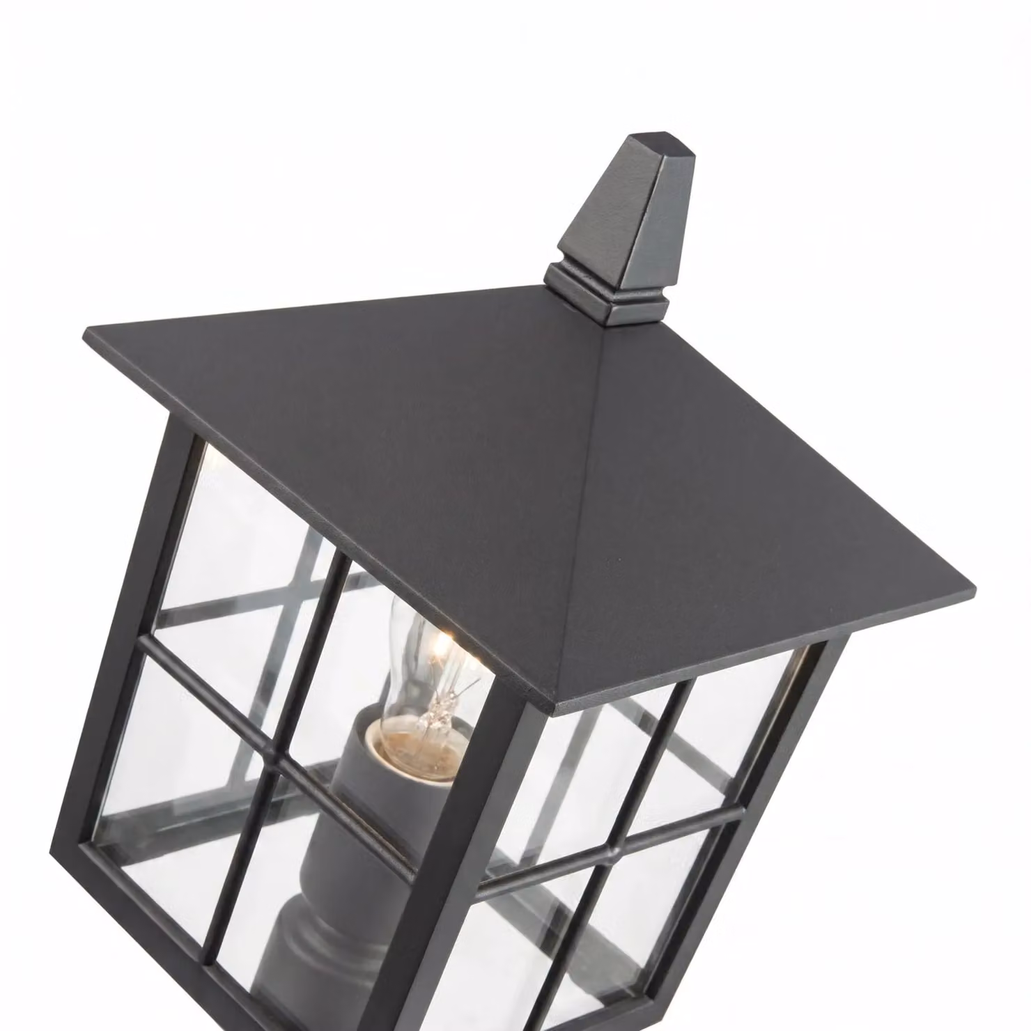 Happy Homewares Classic Matte Black Die-Cast Aluminium Metal Exterior Lantern Wall Light Fitting – 4