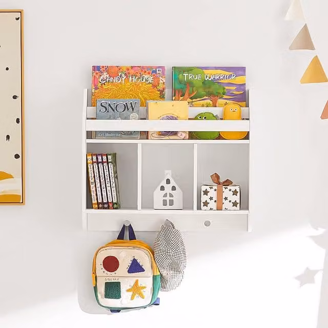 SoBuy White Wall Mounted Childrens Display Shelf