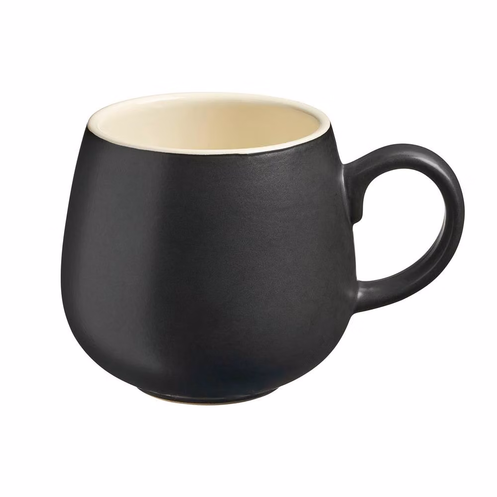 Cooks Professional 4pc Black Ceramic Stoneware Tea and Coffee Mug Set, 350ml per mug – 2