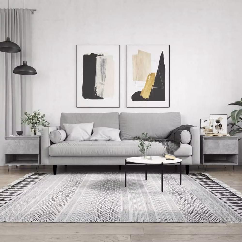 Berkfield Home Modern Coffee Table Set of 2 in Concrete Grey, W/D/H: 50 x 46 x 50 cm – 2