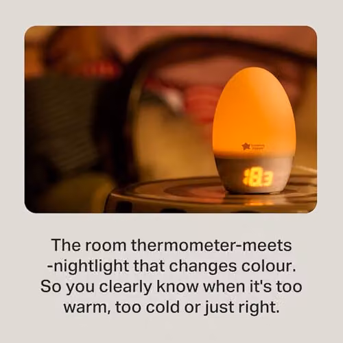 Tommee Tippee GroEgg 2 Nursery Room Thermometer and Dimmable LED Night Light in White or Grey – 2