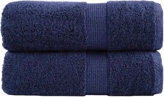 Berkfield Home SOLUND Premium Cotton Terry Guest Towels, 2 Pack, Navy Blue, W: 30 cm, H: 50 cm, 600gsm – 1