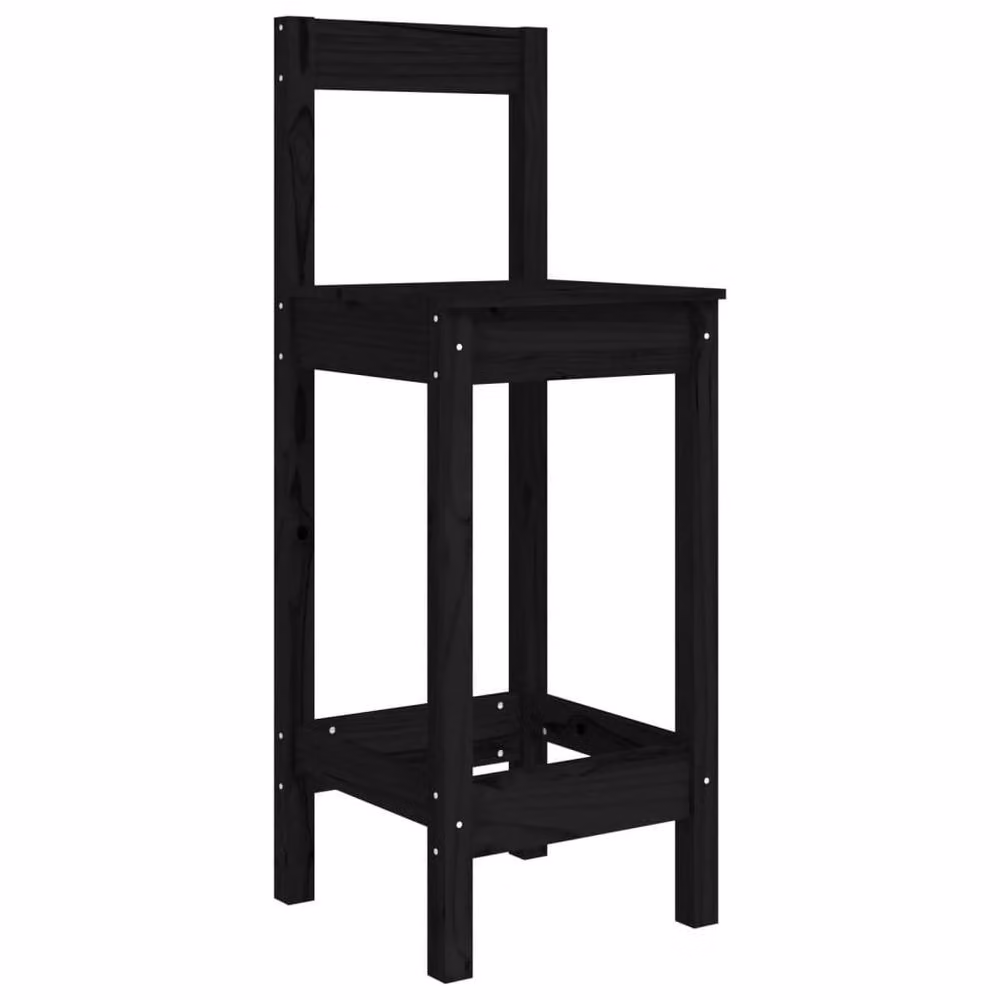 Berkfield Home Beautiful 5 Piece Garden Bar Set in Black Solid Pine Wood – 6