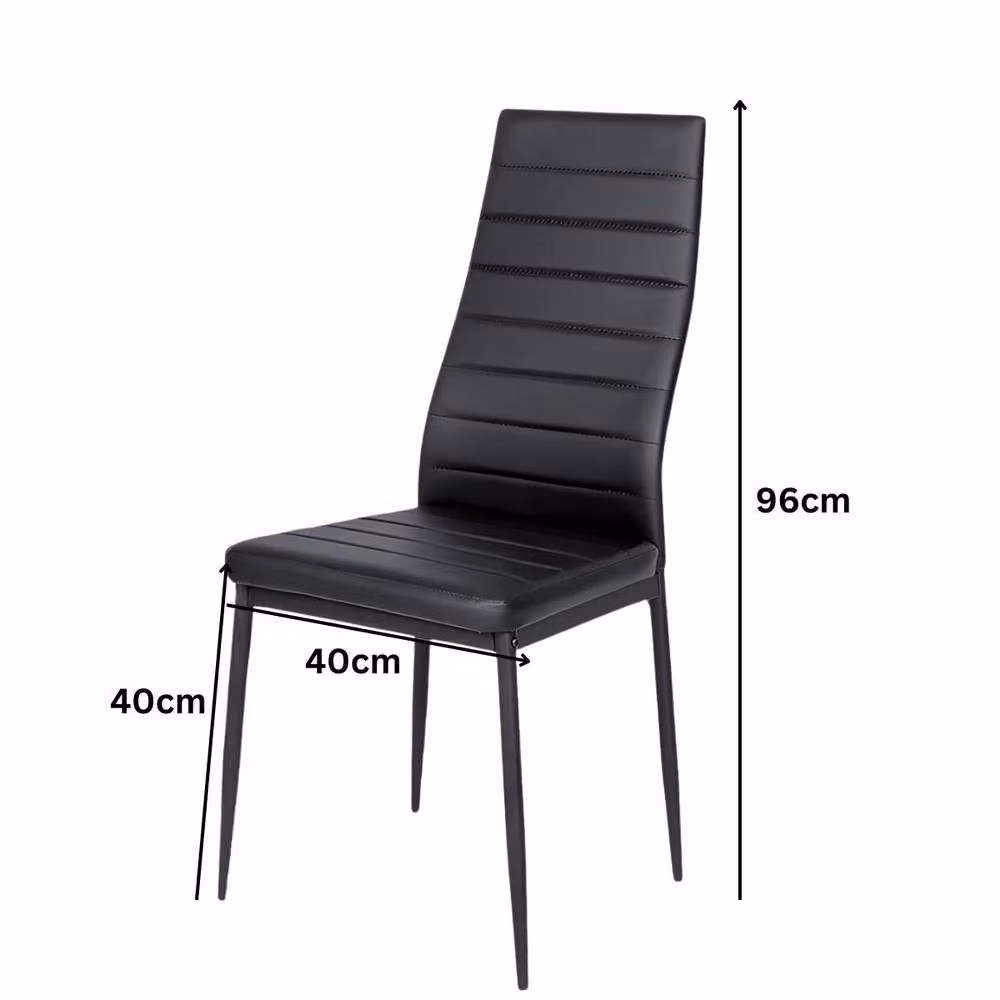 Kosy Koala Modern Dining Set with Rectangular Clear Glass Table and 6 Black Faux Leather Chairs – 4