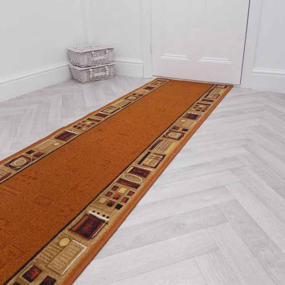 runrug Jena Hallway Runner Rug in Terracotta, Non-Slip and Hardwearing, W: 66 cm, L: 330 cm – 5