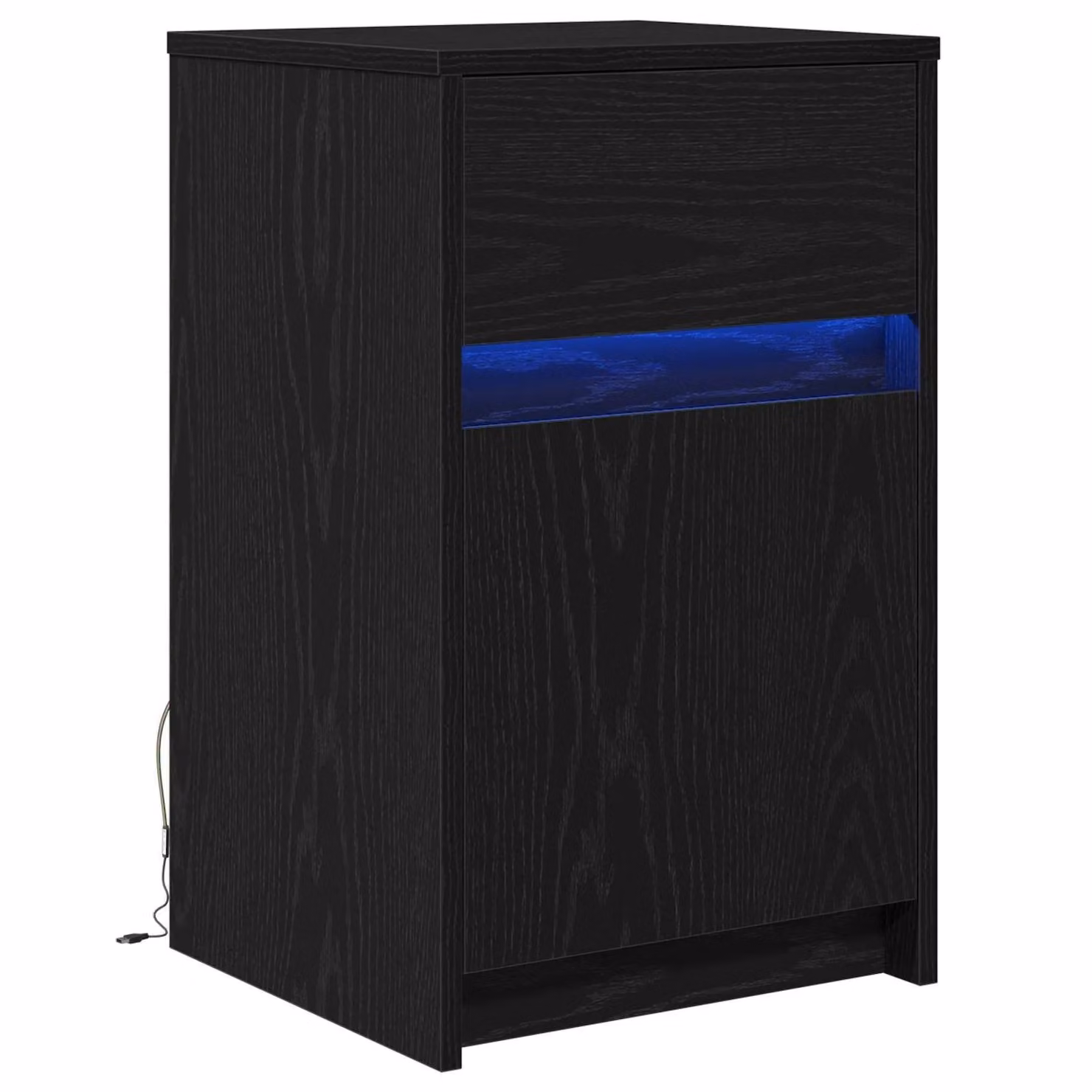 Berkfield Home Modern Black Oak Bedside Cabinet with Integrated Lighting, W: 38 cm, D: 34 cm, H: 61 cm – 2