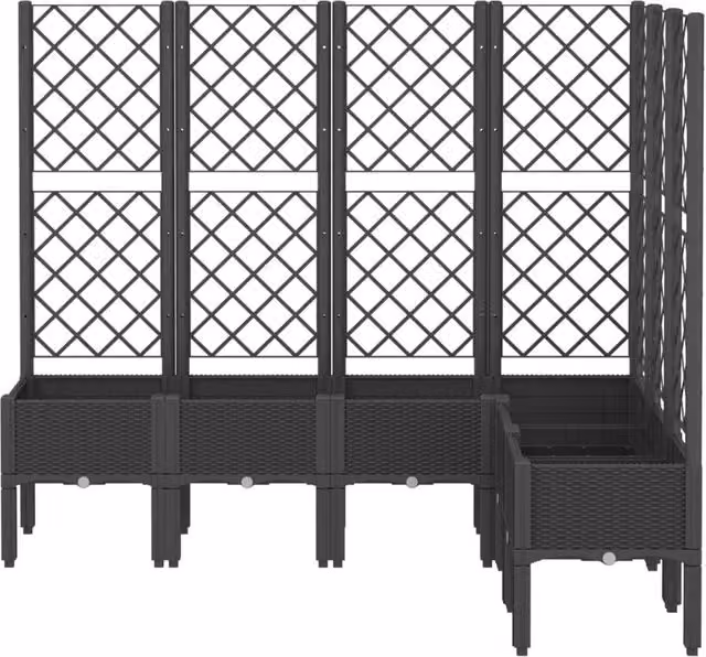 Berkfield Home Beautiful Garden Planter with Trellis, Black, W/D/H: 120 x 160 x 142 cm