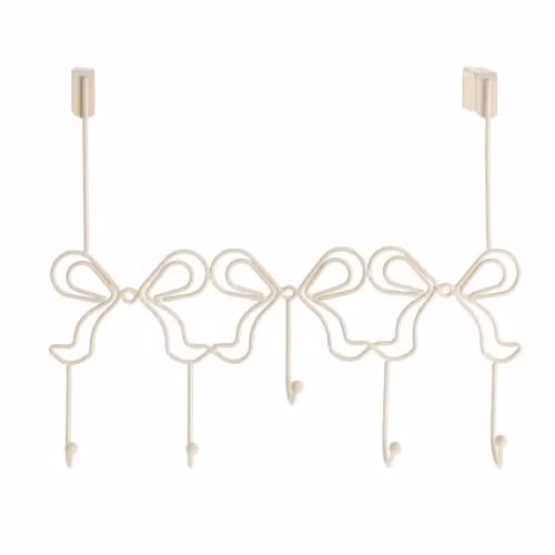 OHS Bow Shaped Over The Door Metal Hook Hanger with 5 Hooks in Beige or Brown – 1