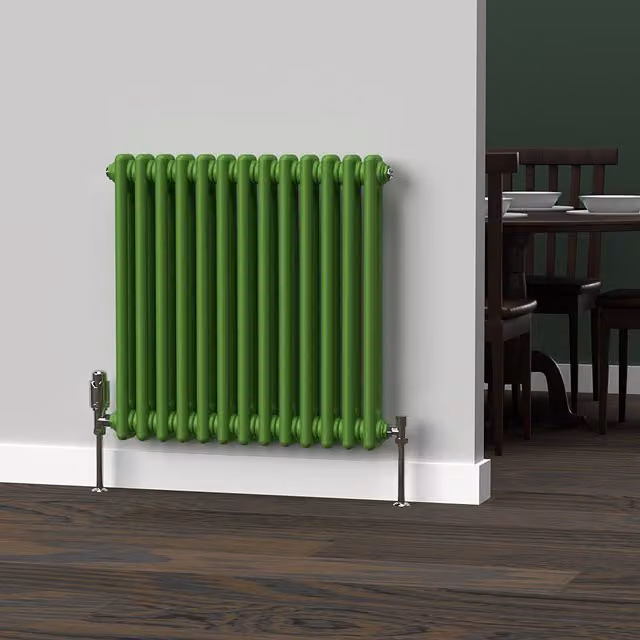 Lux Heat Horizontal Column Radiator in Green, 2 Column, W: 60.5 cm, H: 60 cm
