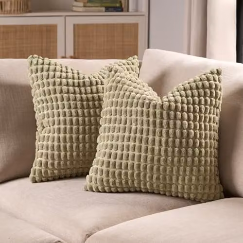 OHS 4 Pack Bobble Textured Cushion Covers in Green, W/D/H: 45 x 45 x 45 cm – 2