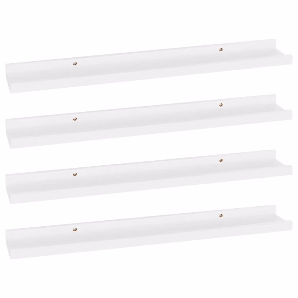 Berkfield Home White Wall Mounted Shelves, 4 Piece Set, W: 60 cm, D: 9 cm, H: 3 cm – 2