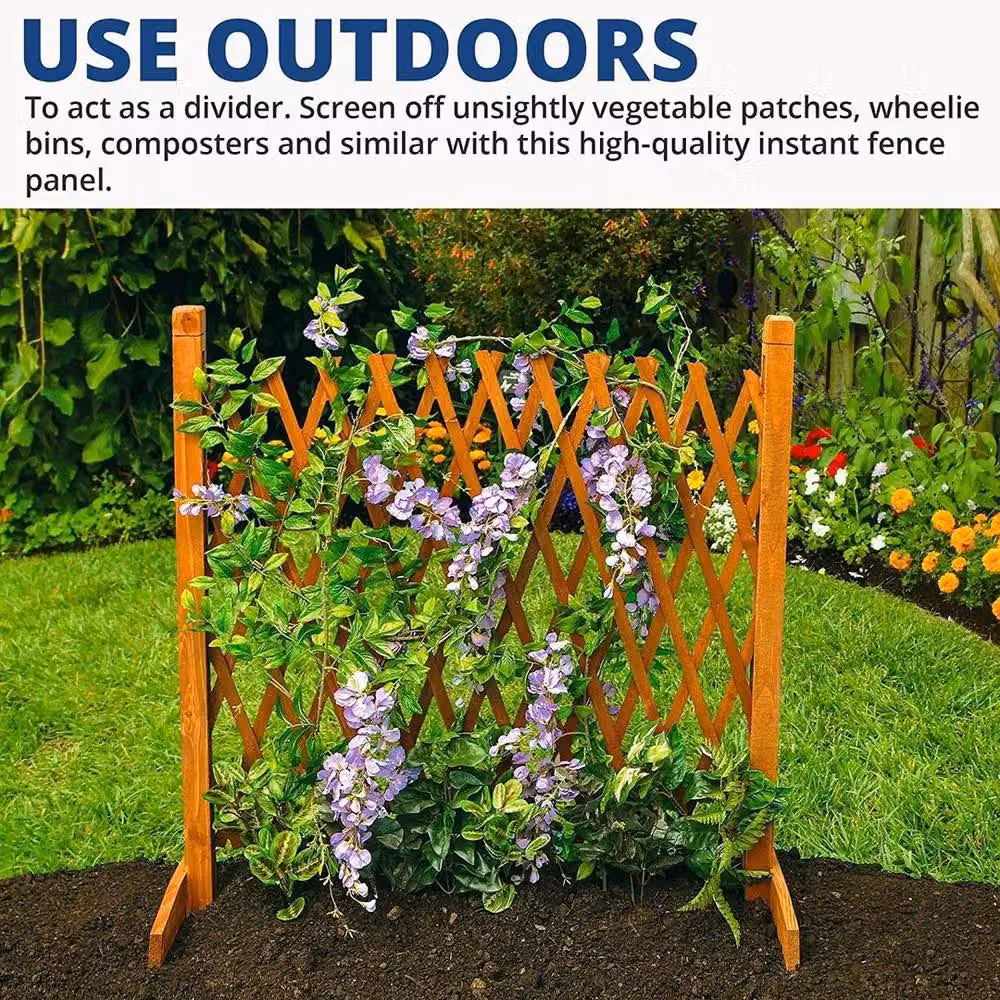 VOGREX Brown Expanding Garden Screen Trellis Style Freestanding Paravent – 2