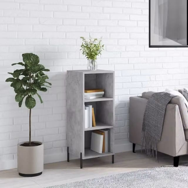 Berkfield Home Sideboard in Concrete Grey, W/D/H: 34.5 x 32.5 x 90 cm – 1
