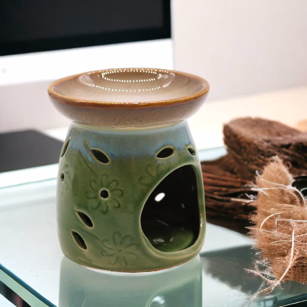 KDMD Classic Ceramic Tealight Oil Burner in Green – 3