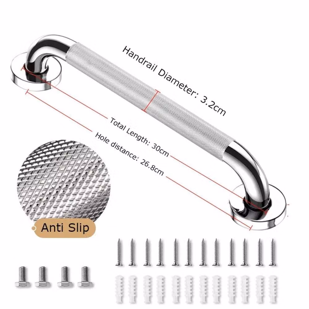 VOGREX Anti Slip Stainless Steel Safety Grab Bar for Bathroom and Toilet, Silver, Length: 30 cm – 2