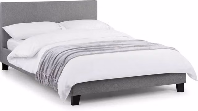 Cheshire Travertine Upholstered Bed in Light Grey, Small Double, W/D/H: 120 x 200 cm – 1