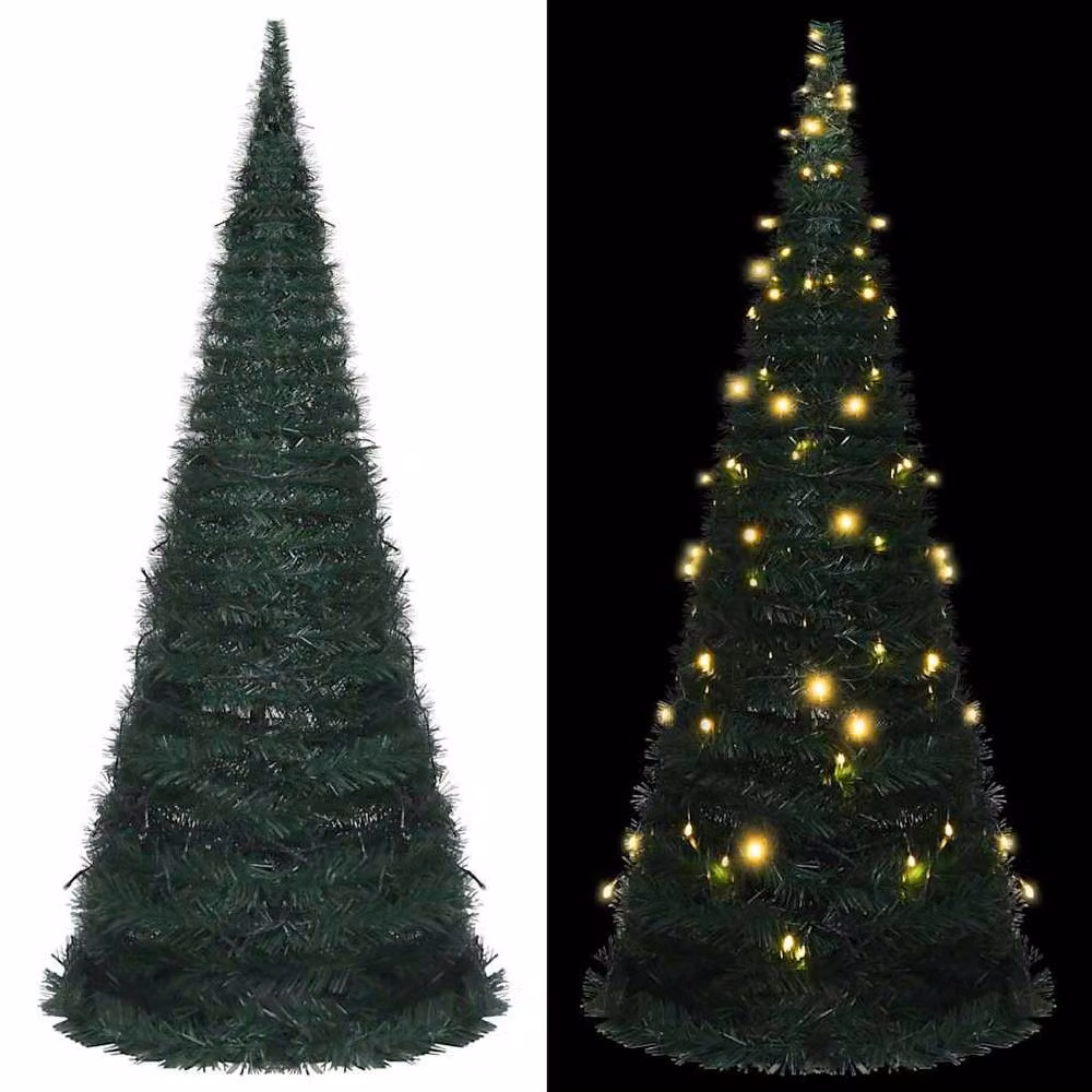 Berkfield Home Pop-up String Pre-lit Artificial Christmas Tree, Green, Height: 210 cm – 2