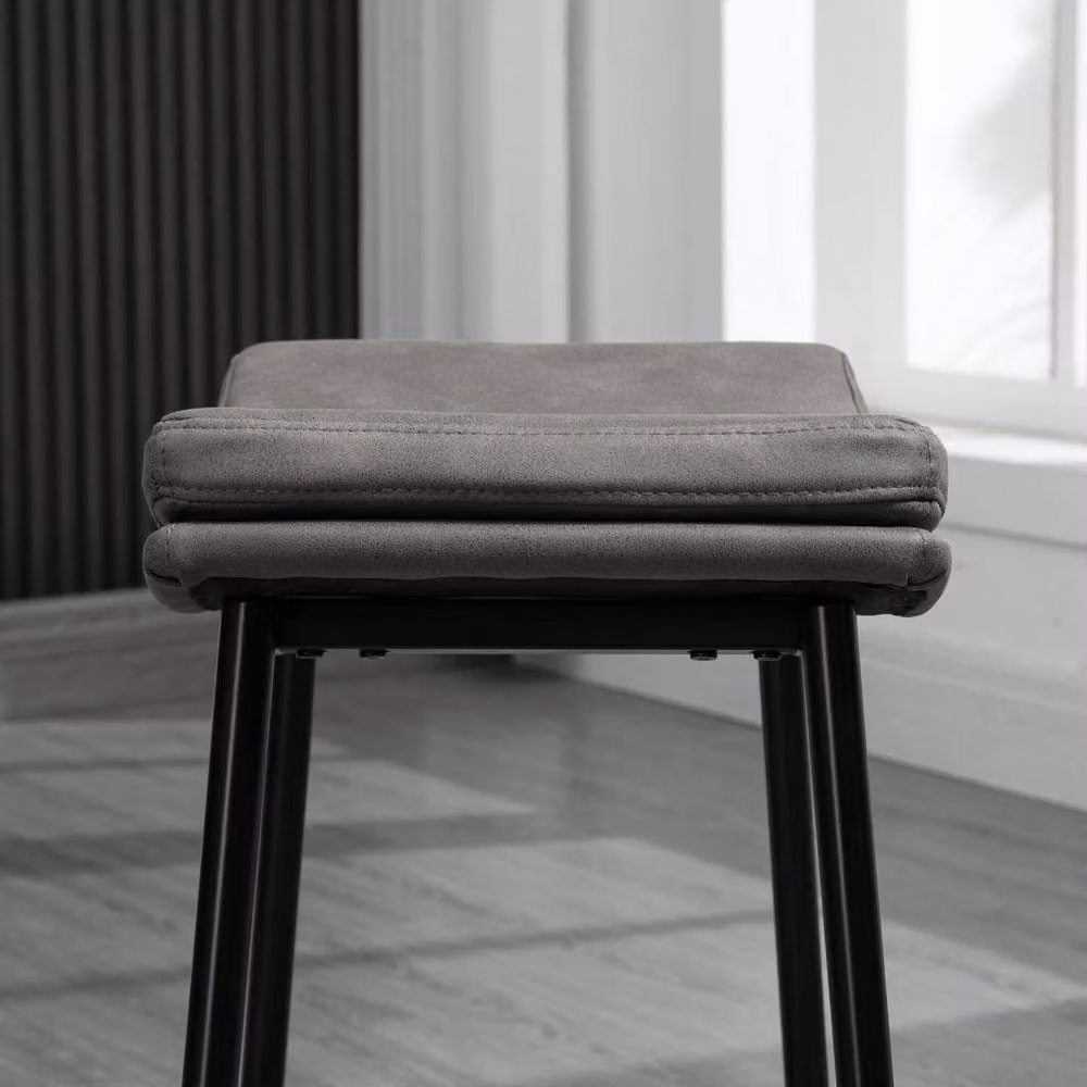 Wyld Haus Ralura Set of 2 Grey Microfibre and Metal Industrial Breakfast Bar Stools H: 68.5 cm, W: 38.5 cm, D: 48.5 cm – 6