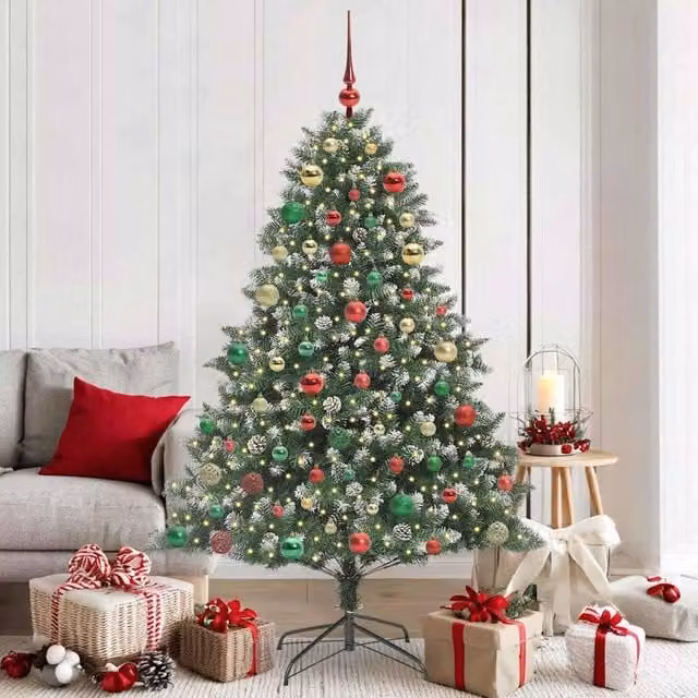 Berkfield Home Artificial Christmas Tree in Green, W/D/H: 126 x 126 x 180 cm – 1