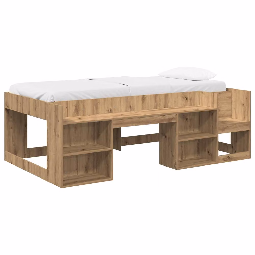 Berkfield Home Kids Bed Frame with Storage in Artisan Oak Brown, W/D/H: 90 x 190 cm – 2