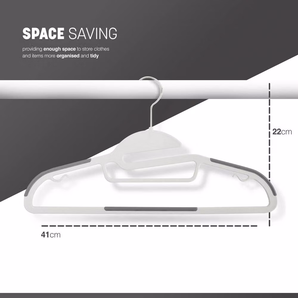 Keplin 30 Pack Non-Slip Plastic Hangers with 360 Degree Swivel Hook in White – 2