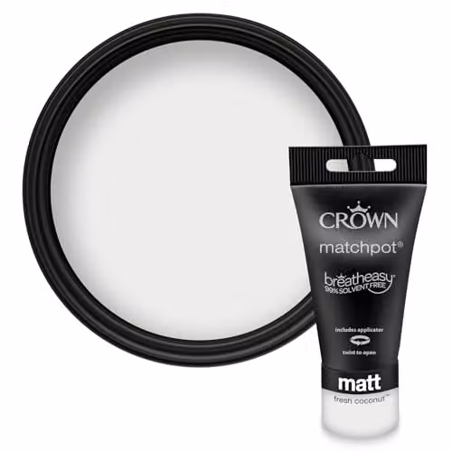 Crown Walls & Ceilings White Matt Water Based Paint Tester Pot, 40ml – 1