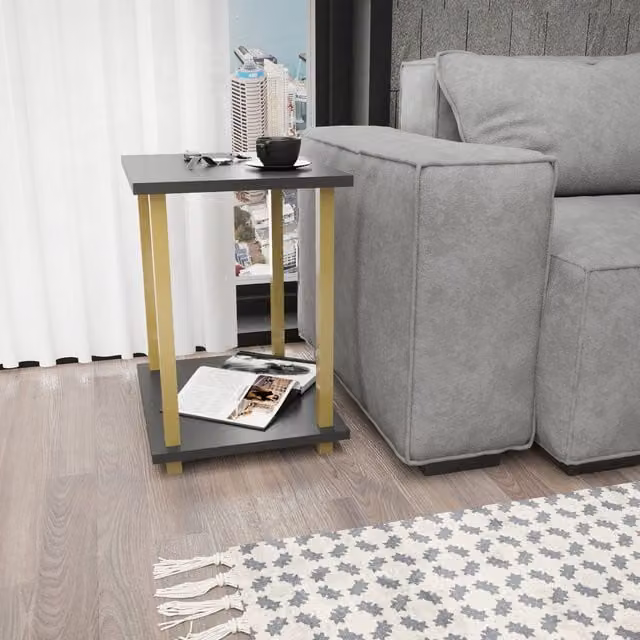 Decorotika Gurnee Side Table in Anthracite and Gold