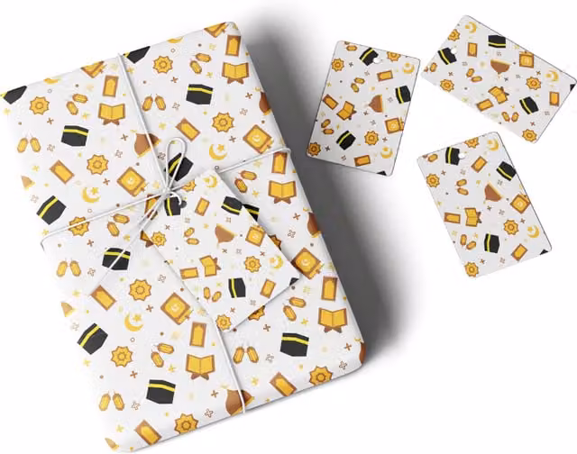 Peacock Supplies Kaaba Gift Wrap and Tag in White