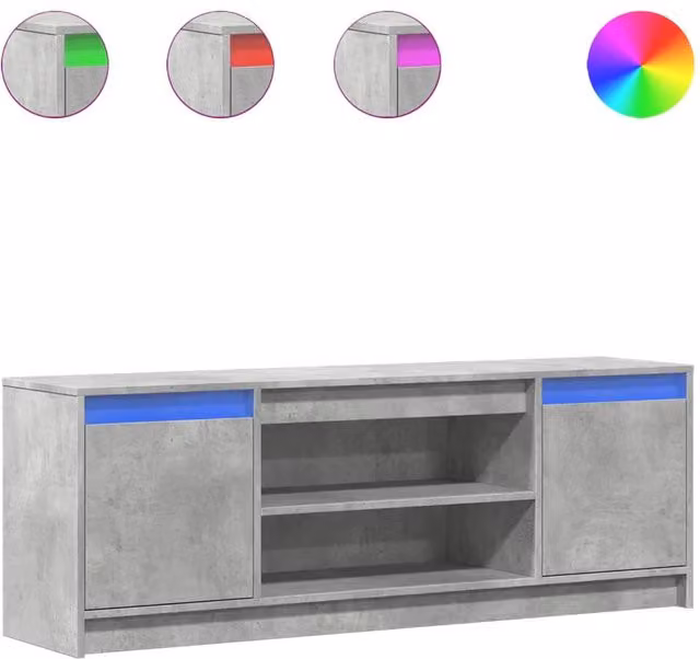 Berkfield Home Modern LED TV Cabinet in Concrete Grey, W: 139.5 cm, D: 34 cm, H: 50 cm – 1