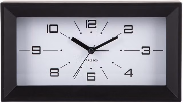 PRESENT TIME Karlsson Lujo Analog Retro Tabletop Alarm Clock, Black, Rectangular – 1