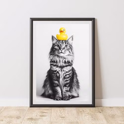 60 Second Makeover Cat Rubber Duck Animal Print Paper Poster, A3, Multicolour